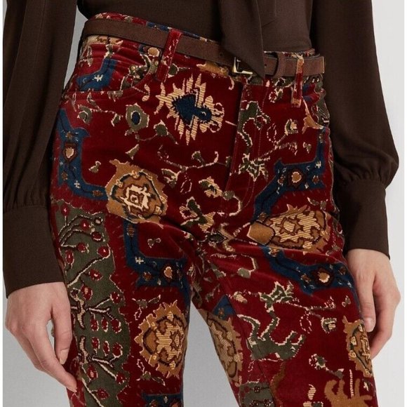 Lauren Ralph Lauren Tapestry Print Velvet High-Rise Boot Pant - Picture 3 of 5